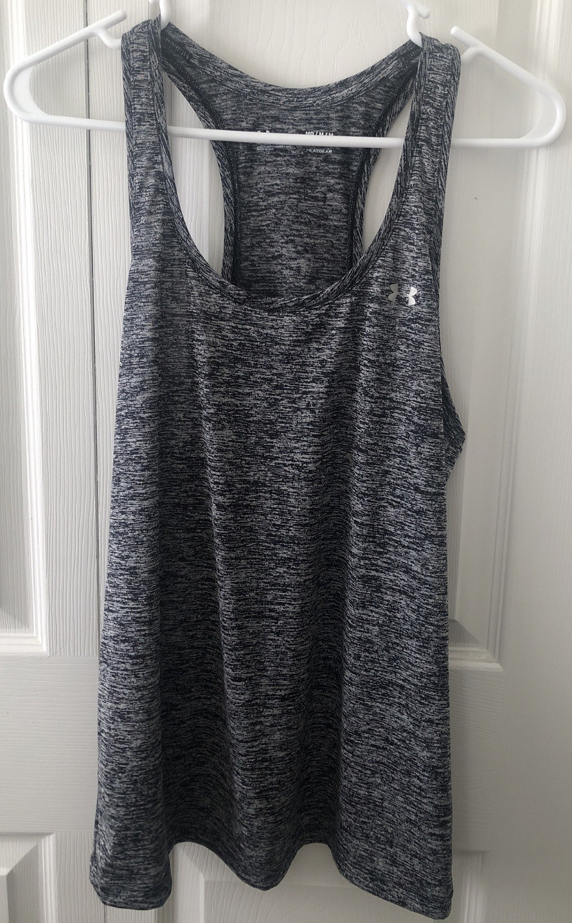 Under Armour Womens Medium Racer back Black Heather Athletic wear gym running